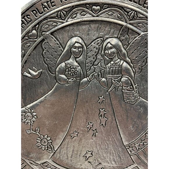 Vtg Carson Slatesmetal Pewter Pass It On Friendship Angels Plate - Picture 6 of 9